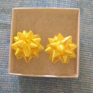 Yellow bow post earrings